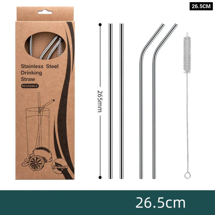 Reusable Stainless Steel Straws Set With Cleaner Brush