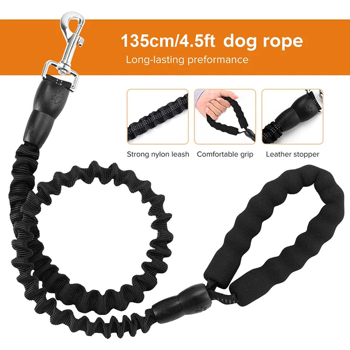 Heavy Duty Dog Leash Stretchable Reflective Com