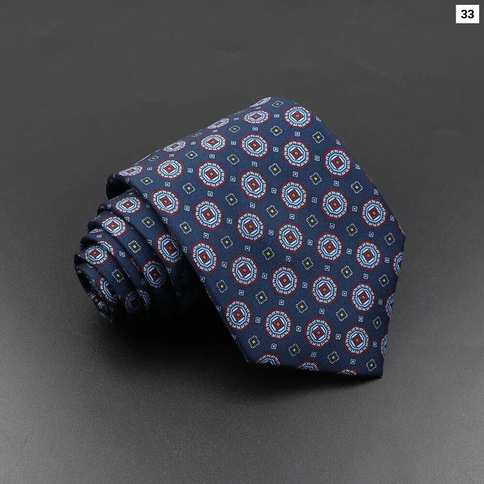 Silk Tie For Men 7.5Cm Soft Novelty Necktie In Blue Green And Orange Dot And Floral Design For Weddings And Business Gift Idea