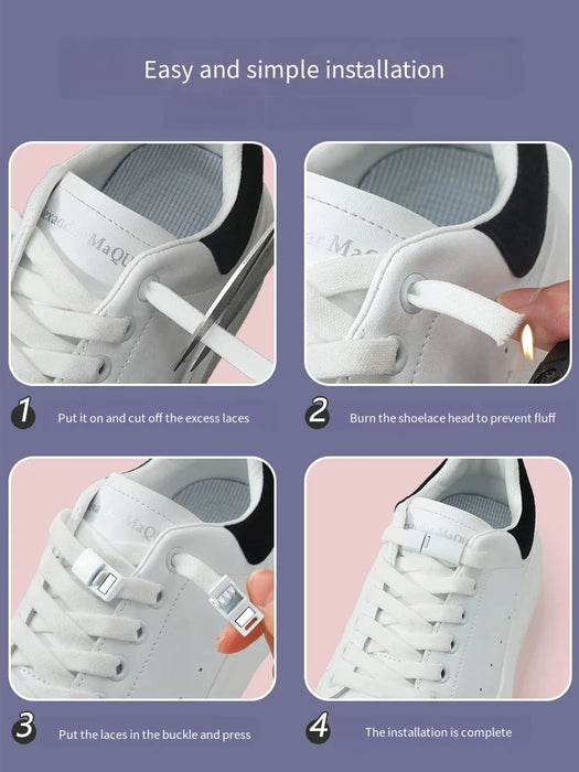 Elastic Sneakers Magnetic Lock Without 8Mm Widened Flat Ties Shoe Laces For Kids & Adults Shoes