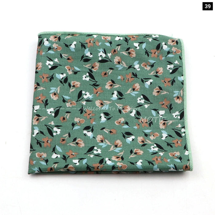 Floral Pocket Square For Men Classic White Cotton Handkerchief For Weddings And Daily Wear