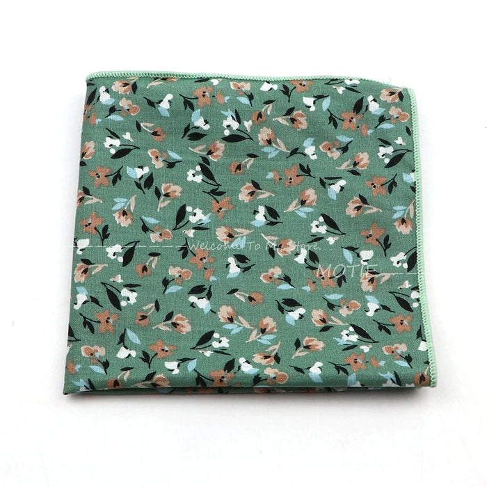 Floral Pocket Square For Men Classic White Cotton Handkerchief For Weddings And Daily Wear