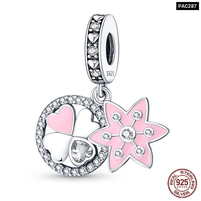 Fit Pandora 925 Original Bracelet 925 Sterling Silver Flower Bird Series Charms Beads For Women DIY Jewelrys Making