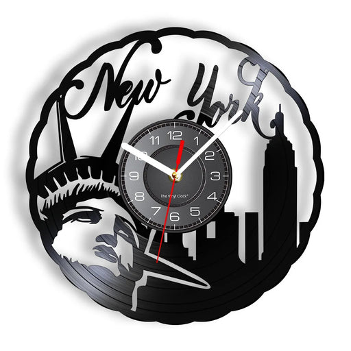 Vintage Nyc Skyline Vinyl Record Clock