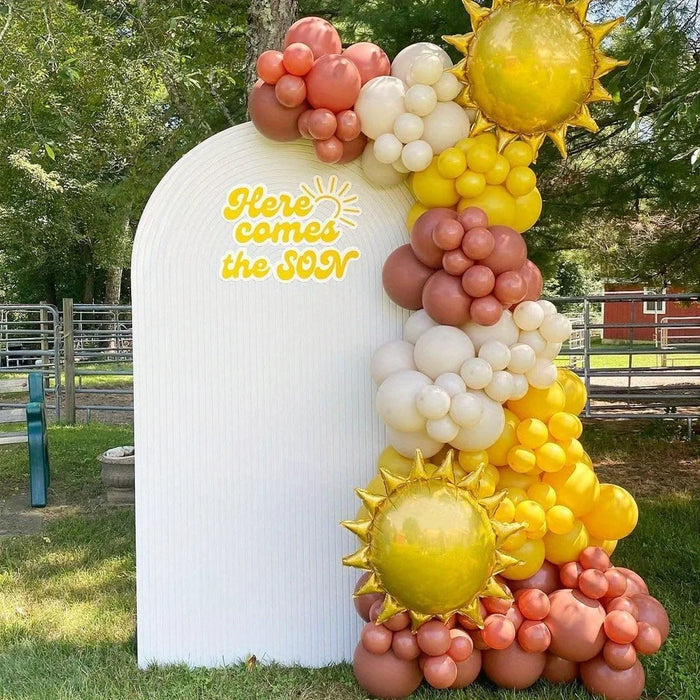 136Pcs Retro Nude Orange Yellow Balloon Set Sunshine Theme Birthday Brilliant Party Anniversary Party Wedding Decoration