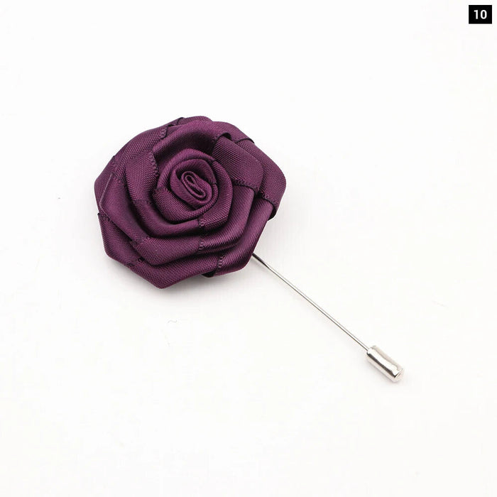 Handmade Fabric Flower Brooch 34 Colours Wedding Suit Accessory