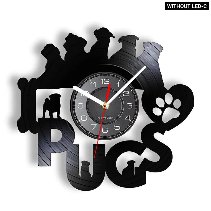 Custom Pug Dog Vinyl Record Wall Clock