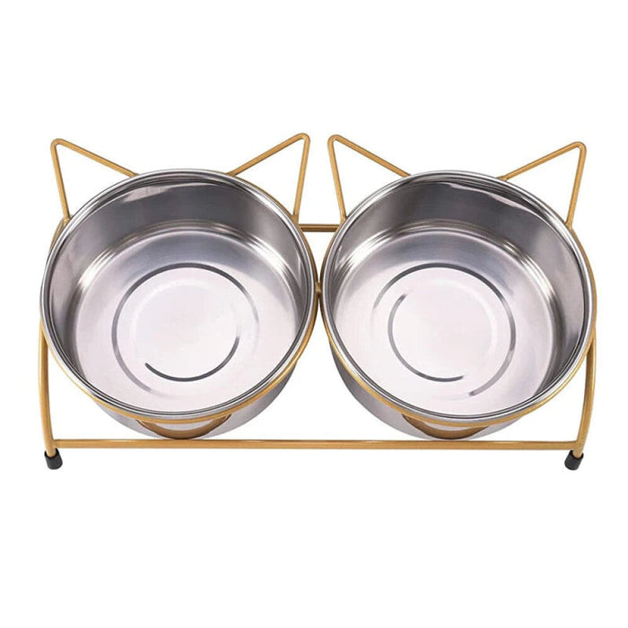 Raised Double Cat Bowls Anti Vomiting Pet Feeding Dishes