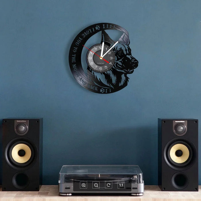 German Shepherd Vinyl Record Wall Clock