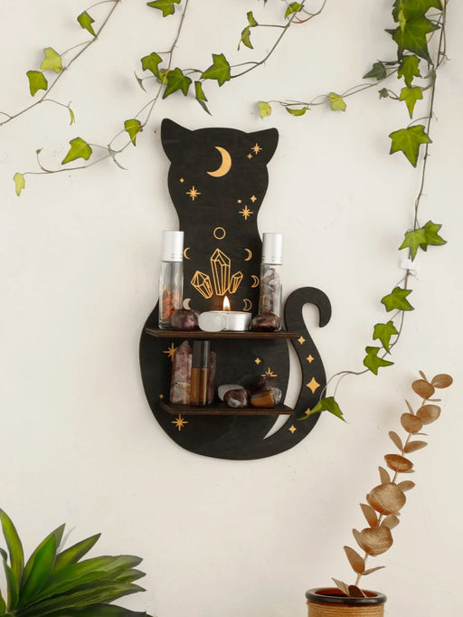 Wooden Moon Phase Shelf For Witchy Home Decor