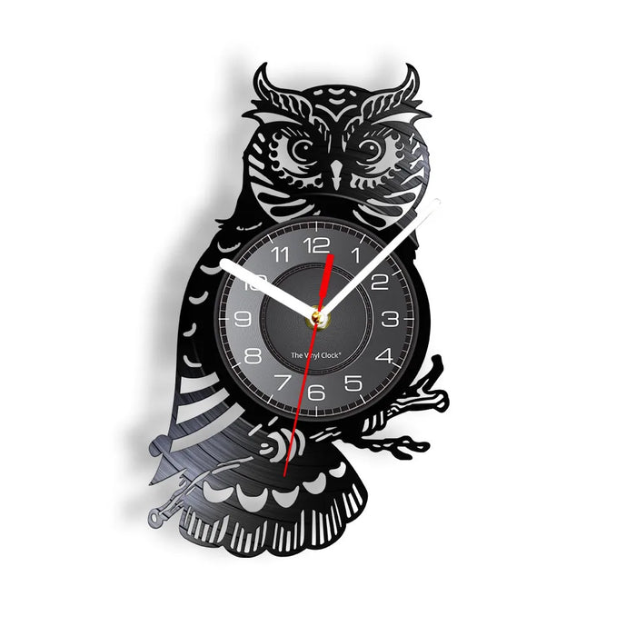 Vinyl Record Clock Eagle Owl Wall Art