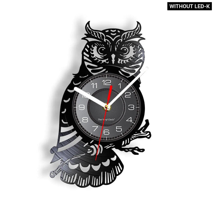 Vinyl Record Clock Eagle Owl Wall Art