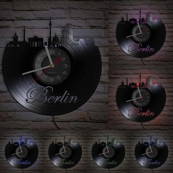 Berlin Skyline Vinyl Record Clock