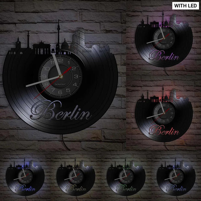 Berlin Skyline Vinyl Record Clock