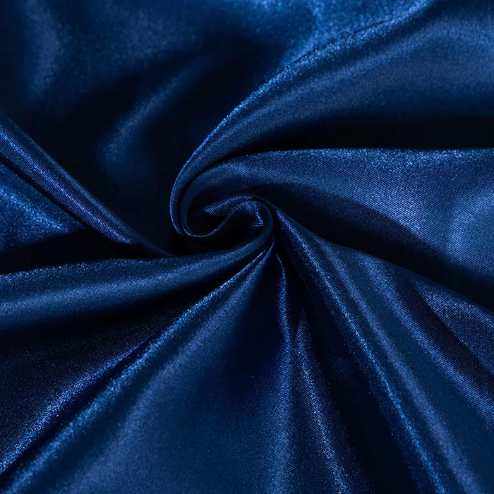 Silky Dark Blue Rayon Satin Fitted Sheet