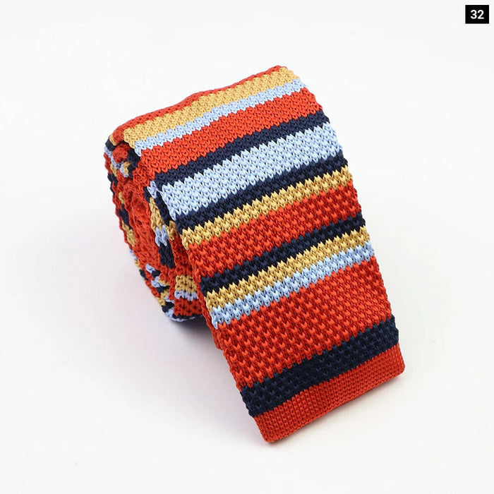 Classic Warm Knit Neck Ties Striped Colourful 6Cm Width