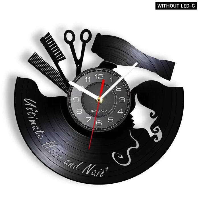 Vinyl Record Hair Salon Wall Clock