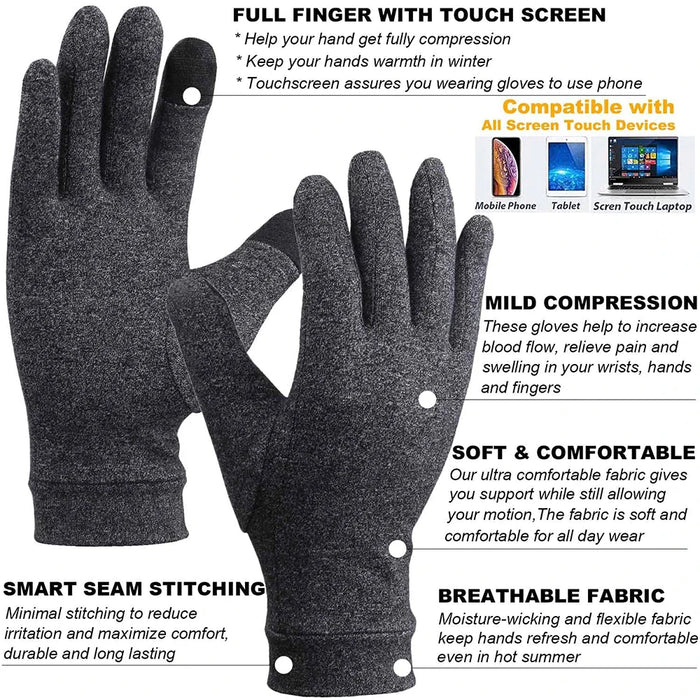 1 Pair Full Finger Arthritis Compression Gloves For Women Men Relieve Pain Rheumatoid