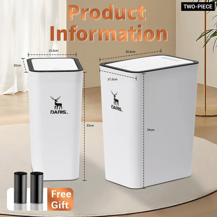 Two-Piece Anti-Odor Pressed Type Household Trash Bins For Kitchen Bedroom