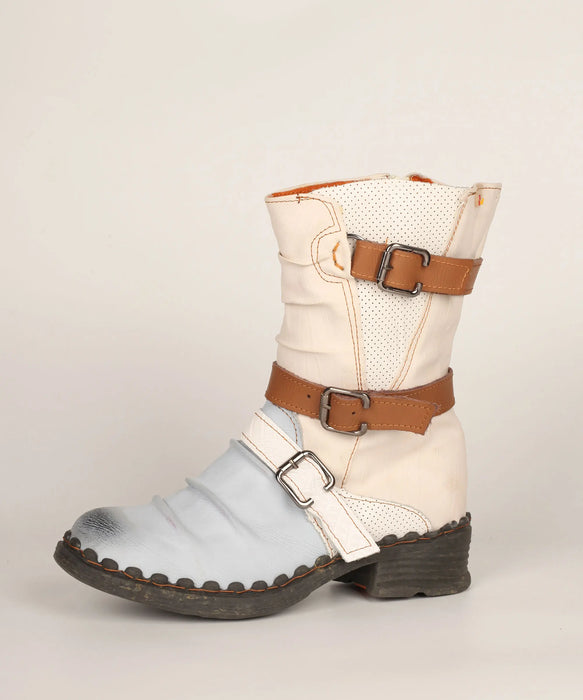 Winter Womens Classic Plush Midi Boots With Buckle Design