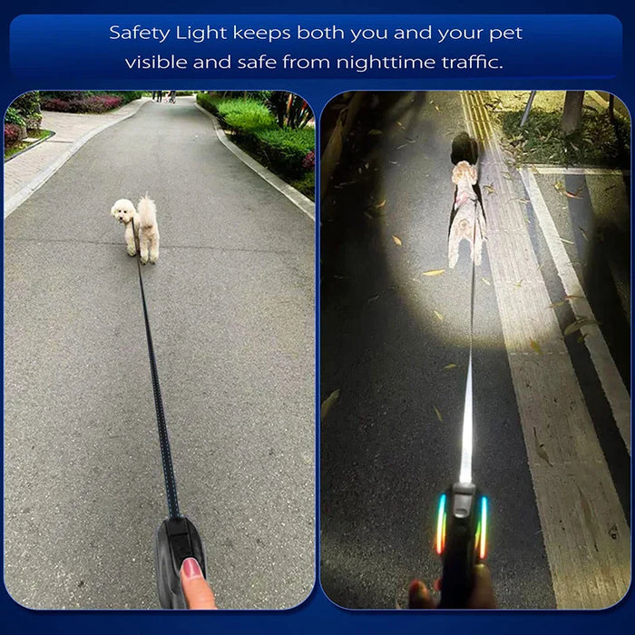 Led Retractable Dog Leash Rechargeable No Tangle Anti Slip Handle 5M 16.4Ft Small Medium Dogs