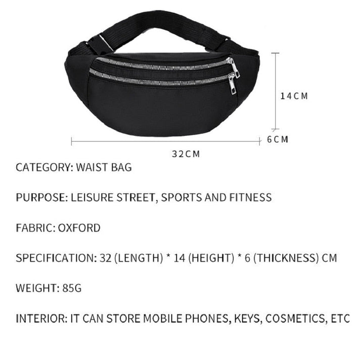 Fashion Waist Bag Women's Simple Shoulder Bag Lightweight Oxford Cloth Men's Casual Travel Versatile Crossb