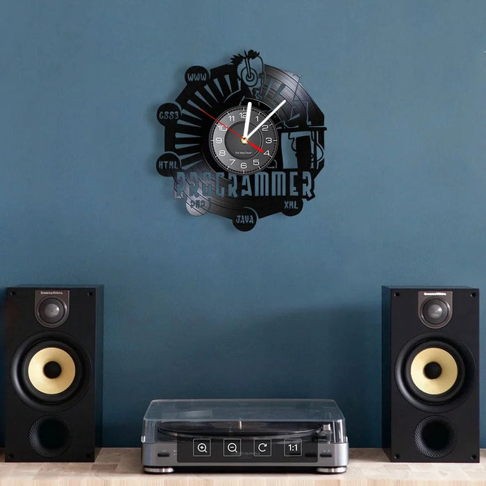 Geeky Programmer Vinyl Record Clock