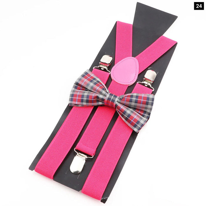 Plaid Bowtie Suspenders Set For Weddings