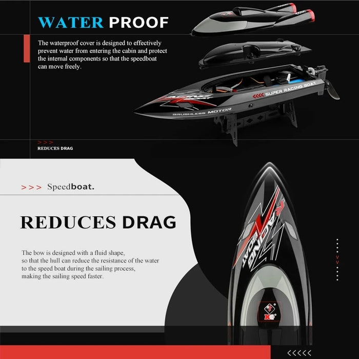 High Speed Brushless Rc Boat 55km/h 2.4g Electric Racing Water Kids