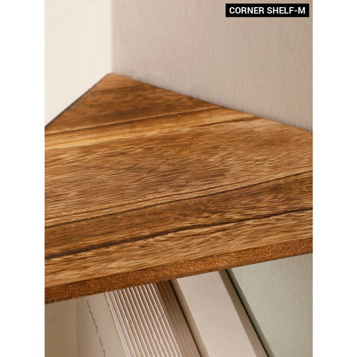 Dark Wood Corner Shelf For Home Display And Storage