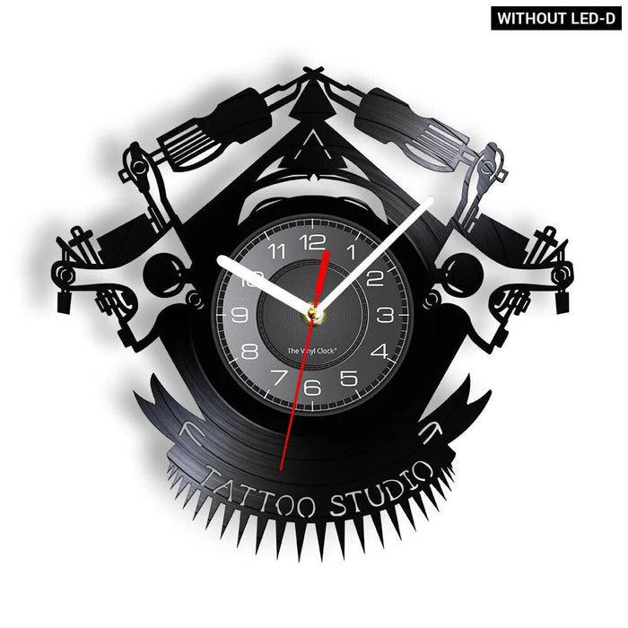 Vinyl Record Wall Clock For Tattoo Studio Decor