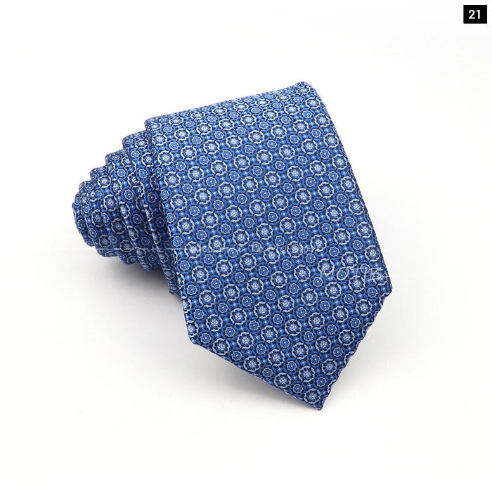 Deep Blue Striped Polyester Neckties For Business Weddings And Daily Wear