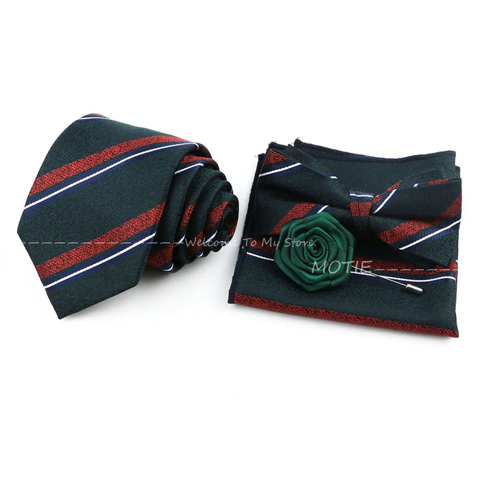 Green Striped Tie Set Elegant Versatile And Stylish