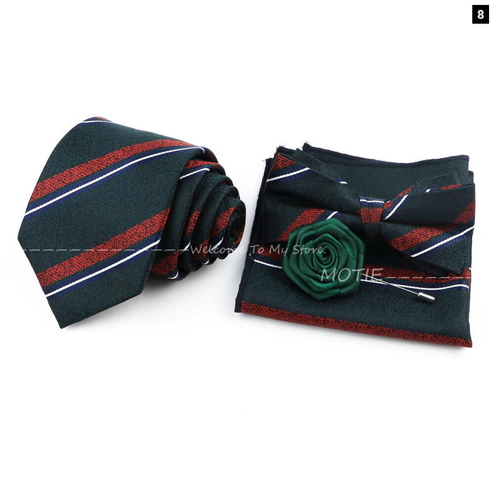 Green Striped Tie Set Elegant Versatile And Stylish