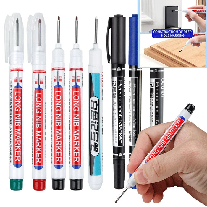 6 Pieces 20Mm Long Nib Markers For Metal Perforating Pen Waterproof Multi Purpose