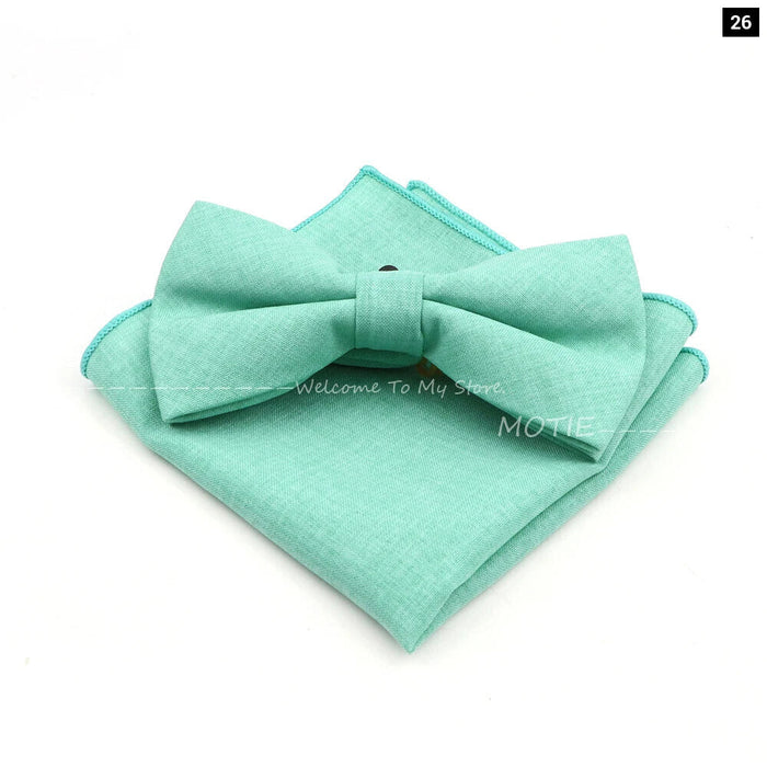 Design Cotton Handkerchief Set Adult And Kids Butterfly Bowtie Cufflink Brooch Party Suit Accessories