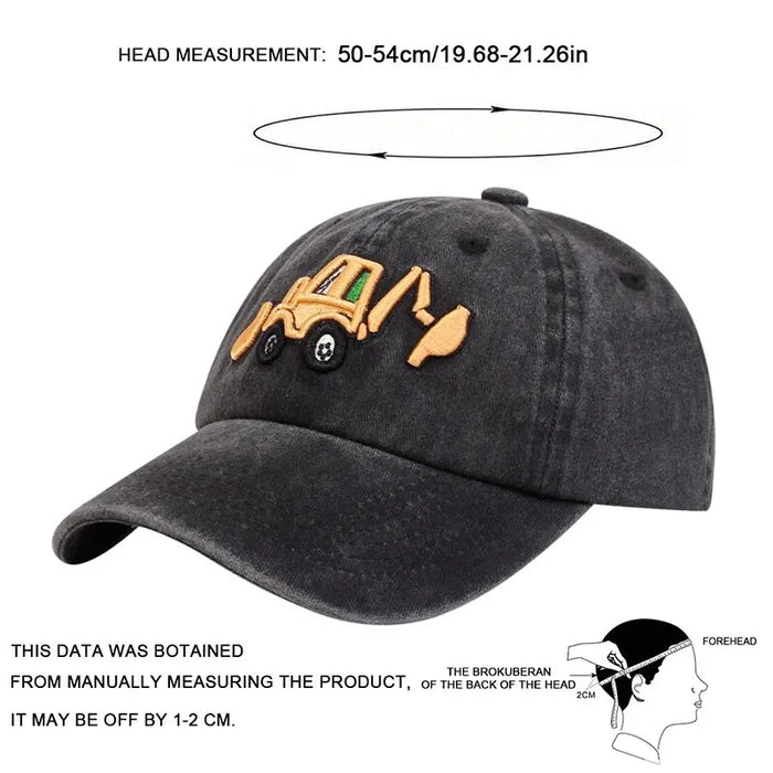 Kids Excavator Embroidered Baseball Cap / Hat