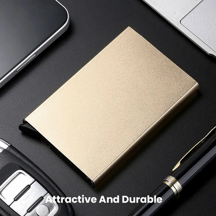 Slim Pop Up Wallet Rfid Blocking Mini Metal Case For Men Women Minimalist Credit Card Holder