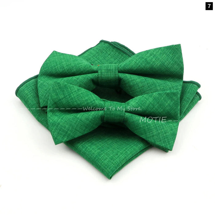 Classic Bowtie Set With Handkerchief Cufflink And Brooch