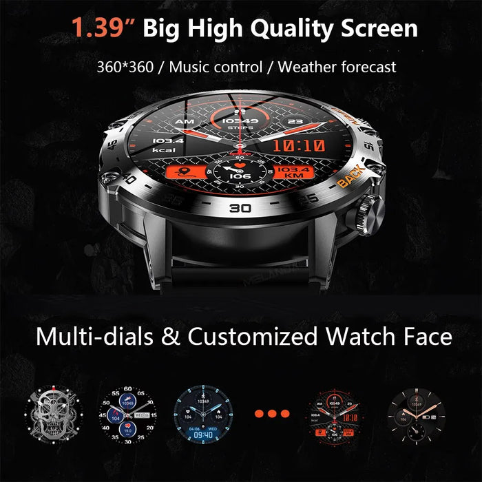 Melanda 1.39 Bluetooth Smart Watch For Men Ip67 Waterproof