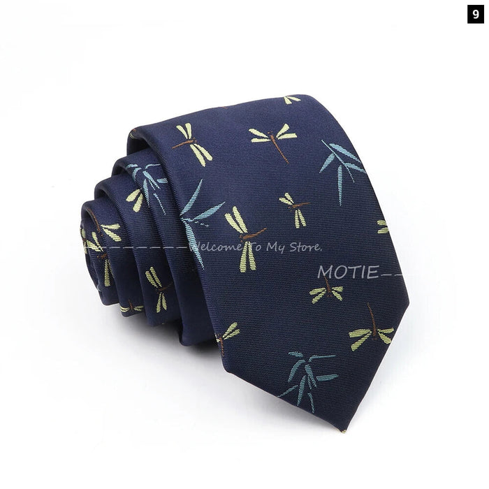 Blue Dragonfly Swan Necktie For Weddings And Daily Wear