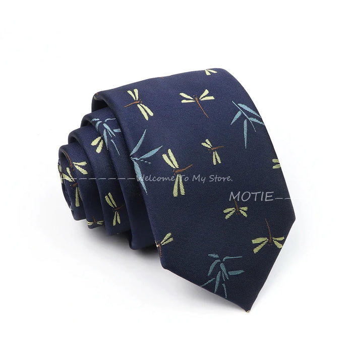 Blue Dragonfly Swan Necktie For Weddings And Daily Wear