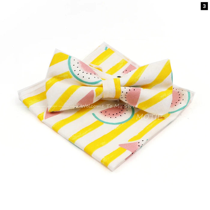 Colourful Cotton Bowtie Set For Parties And Gifts