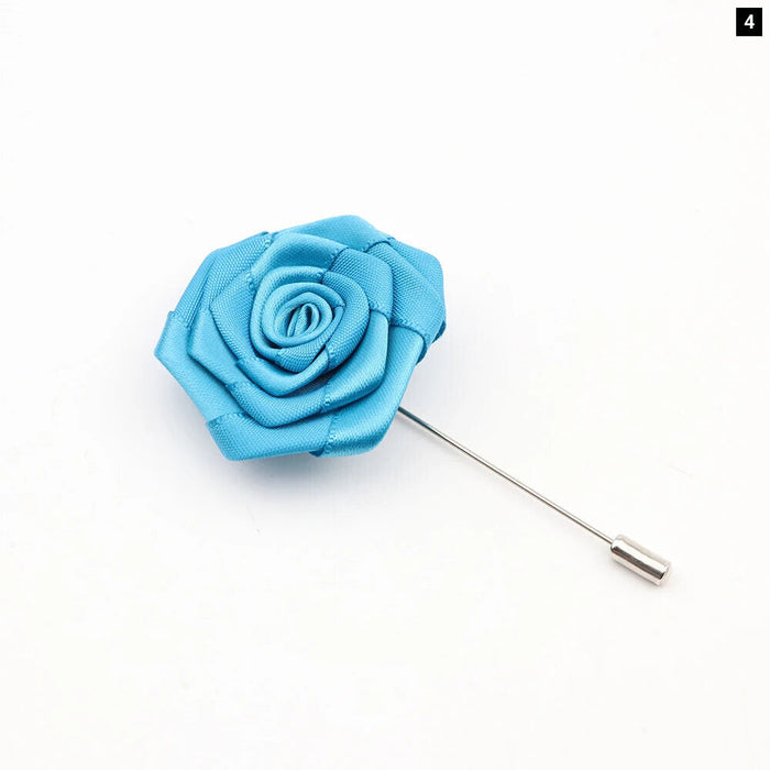 Handmade Fabric Flower Brooch 34 Colours Wedding Suit Accessory