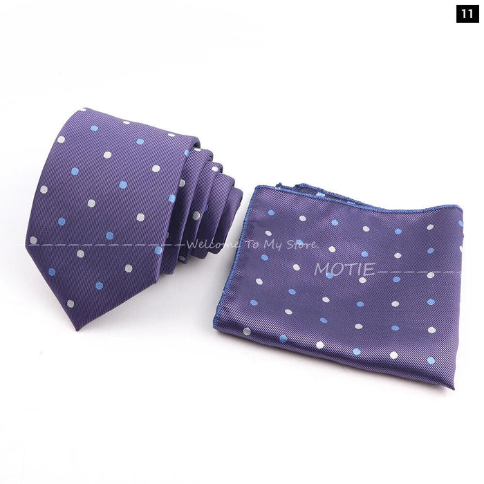 Blue Striped Tie Set For Weddings And Parties