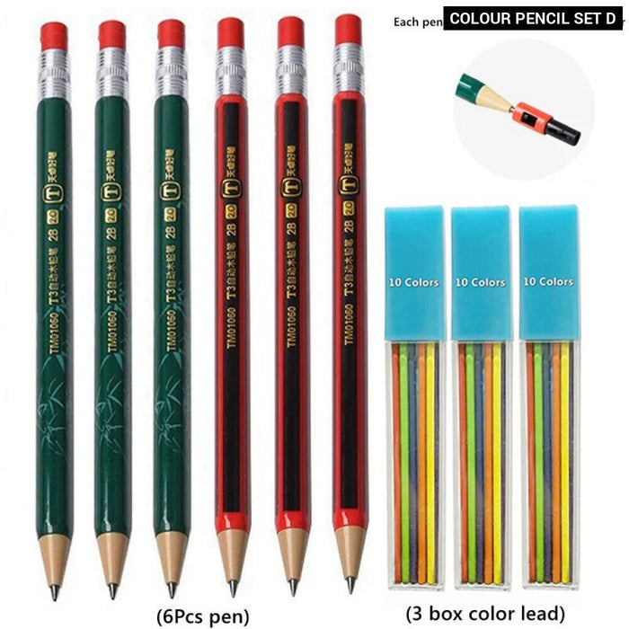 2.0Mm Mechanical Pencil Set With Sharpener And Colour Leads Stationery