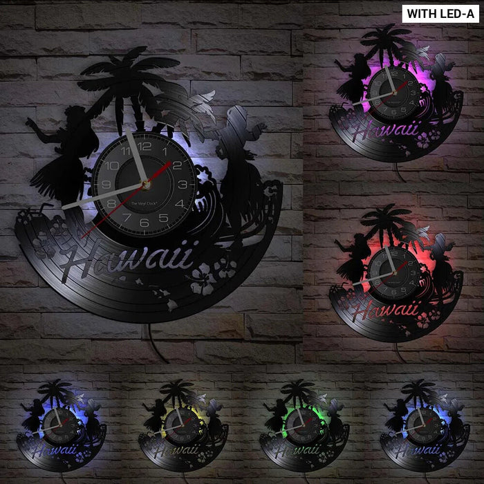 Hawaiian Luau Party Vinyl Record Clock