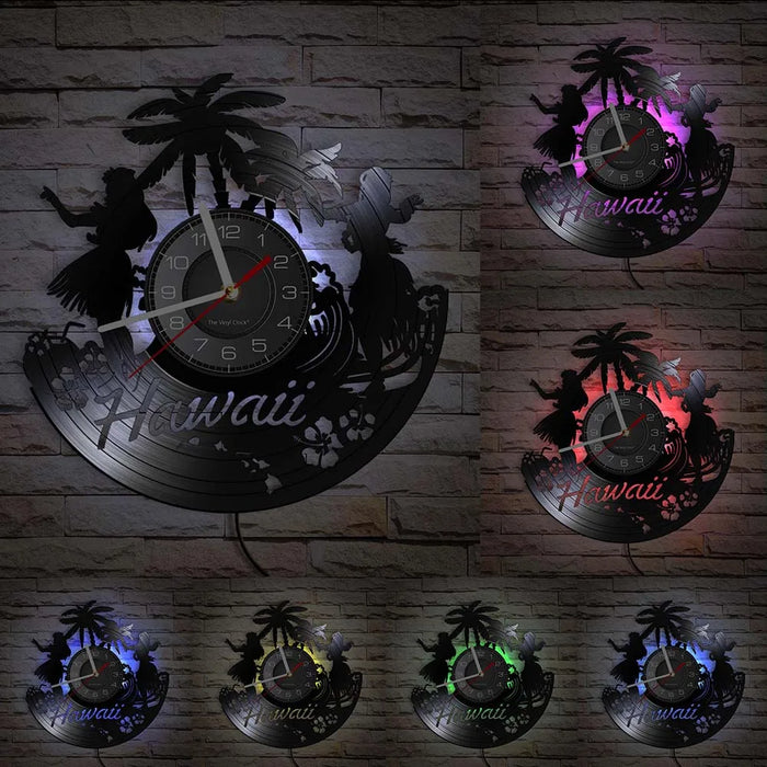 Hawaiian Luau Party Vinyl Record Clock