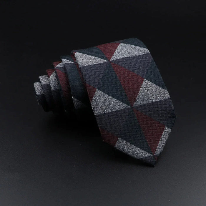 Handmade Mens Plaid Tie Black Grey Red Cotton Wool Wedding Business Party Gift Accessory