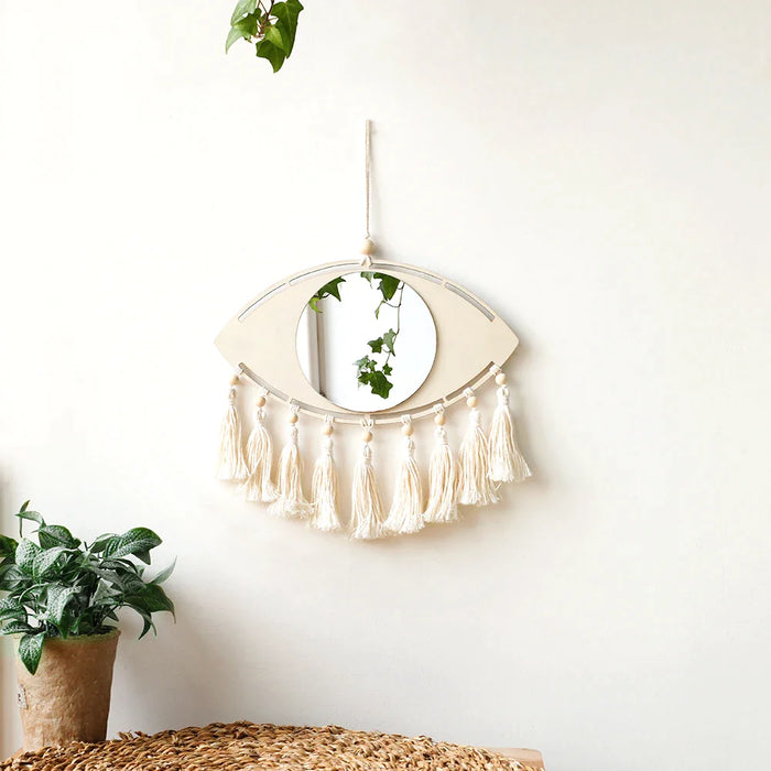 Boho Evil Eye Wall Mirror With Tassels